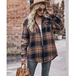 Casual Plaid Button-Down Shirt for Women
